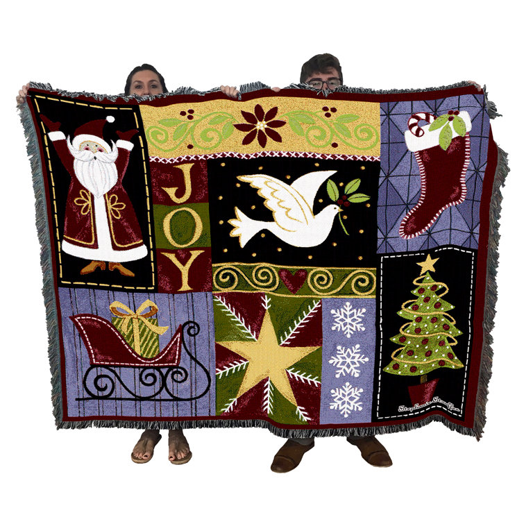 The Holiday Aisle® Christmas Icons Holiday Cotton Woven Blanket